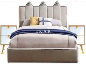 China Modern Fashion Style Boy Bedroom Wooden Latest Design Velvet Bed factory