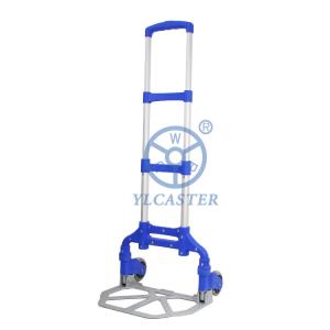 China 154LBS Aluminium Handle Foldable Hand Truck Two Pu Silent Wheel Portable Dolly factory