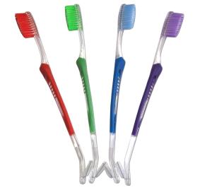 China Dual Head Orthodontic Toothbrush Blue Green Red Pink Purple Black Braces Gum Care Toothbrush on sale