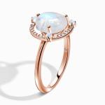 Rose Gold Vermeil Sunstone Moonstone Engagement Ring Brilliant Cut Adjustable