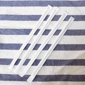 Individual Packing Biodegradable Paper Straws , Paper Bubble Tea Straws