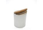 Wedding Dia 7.3cm Frosted Glass Candle Jar With Wooden Lid