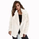 Clothing Production Feminine Plush Lapel Wool Coat 100% Polyetser S-3XL For
