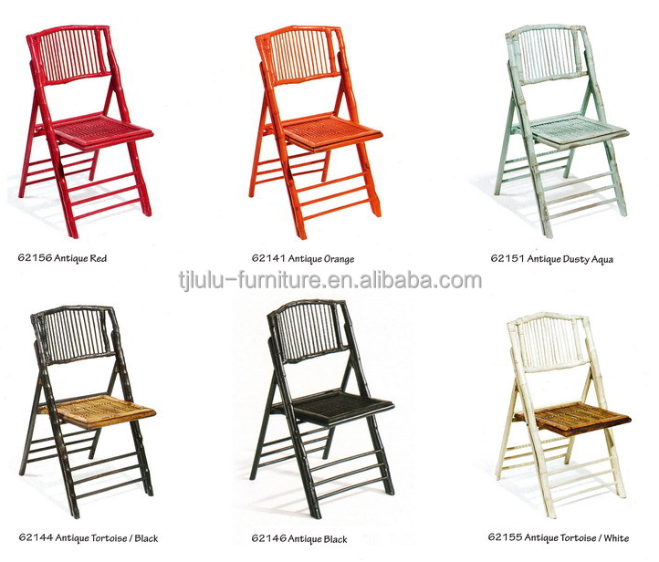 Rattan / Wicker Seat Back Material Customized Colour Rustic Bamboo Folding Outdoor Dining Chair for Event Party Furniture
