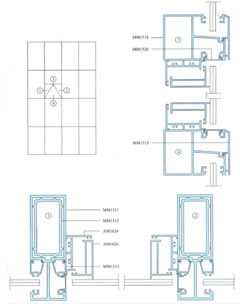 Thin Wall Aluminum Curtain Wall Profile For Construction , Mill Finished