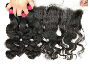 China Natural Peruvian Human Hair Weave / Body Wave Hair Bundles With Frontal factory