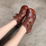 S312 Factory Flat-Bottomed Retro Ethnic Style Handmade Leather Short Boots