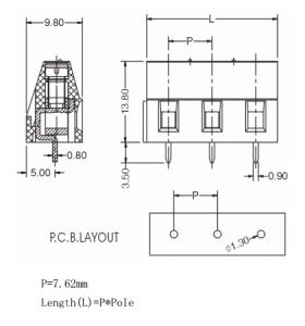 China Euro Terminal | Pitch: 7.62mm | Part No.505-2-7.62 factory