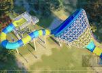 90 KW Power Commercial Pool Water Slide 4 Riders Load 1 Year Warranty