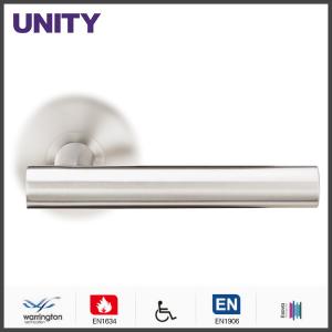 China Stainless Steel Fire Door Lever Handle EN1906 and EN1634 Satin Finish factory