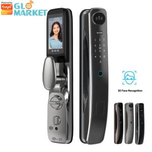 China Tuya 3D Face Recognition Smart Wifi Door Lock Cat'S Eye Wide Angle Camera Zigbee Door Lock on sale