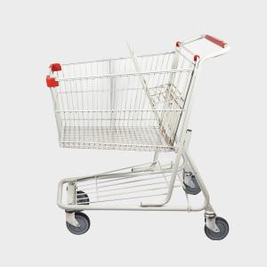 China 100L American Style Metal Shopping Trolley Gray White Trolley Grocery Cart With TENTE Wheels factory