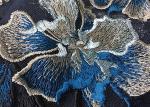 Bule Floral Embroidered Polyester Net Lace Fabric For Wedding Gown Dresses