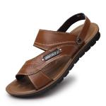 Brown Handmade Leather Sandals Beach Slides Shoes With Microfiber Leather Soft