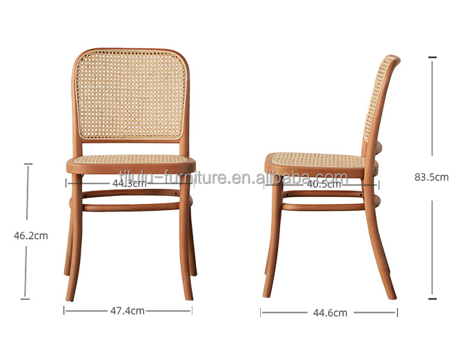 Dining Room Furniture Wooden Rattan Backrest Leisure Rattan Chair for Nordic Indoor Modern Garden Restaurant Cafe Furniture