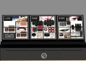 China Crack Prevention Cosmetic Counter Display Customized Size For Brand Flagship Shop factory