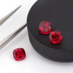 Certified Pigion Blood Cushion Faceted Cut Grown Loose Ruby Gemstone For Ring
