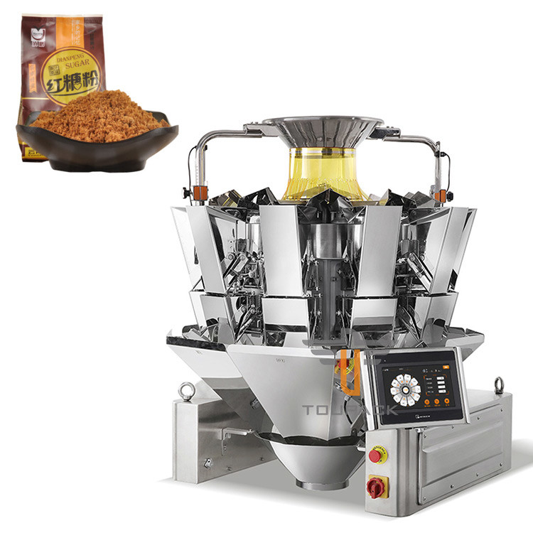 Vertical Brown White Sugar Packing Machine Food Salt Granule Automatic Multihead Weigher