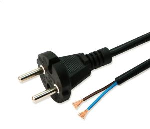 China European standard 2pin black power cord with stripped end 0.5m-10m copper power cable factory