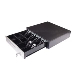 Black Plastic Retail Cash Drawer USB Interface With Pulley Track 4242P