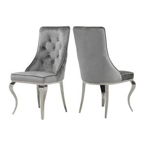 China Grey Fabric SS Dining Chairs Modern Sliver For Upscale Hotel Restaurants factory