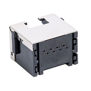 Copper Alloy Shield Rj45 Connector With Panel Stop Tab Up 8P8C SMT