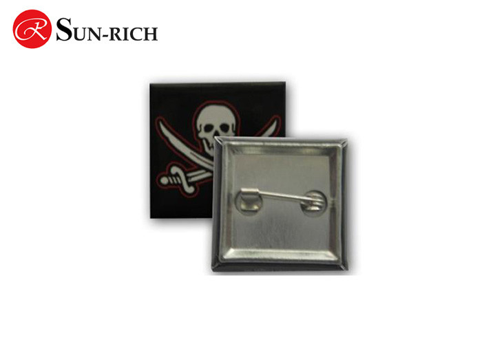 3 cm Square Tinplate Badges with tinplate base
