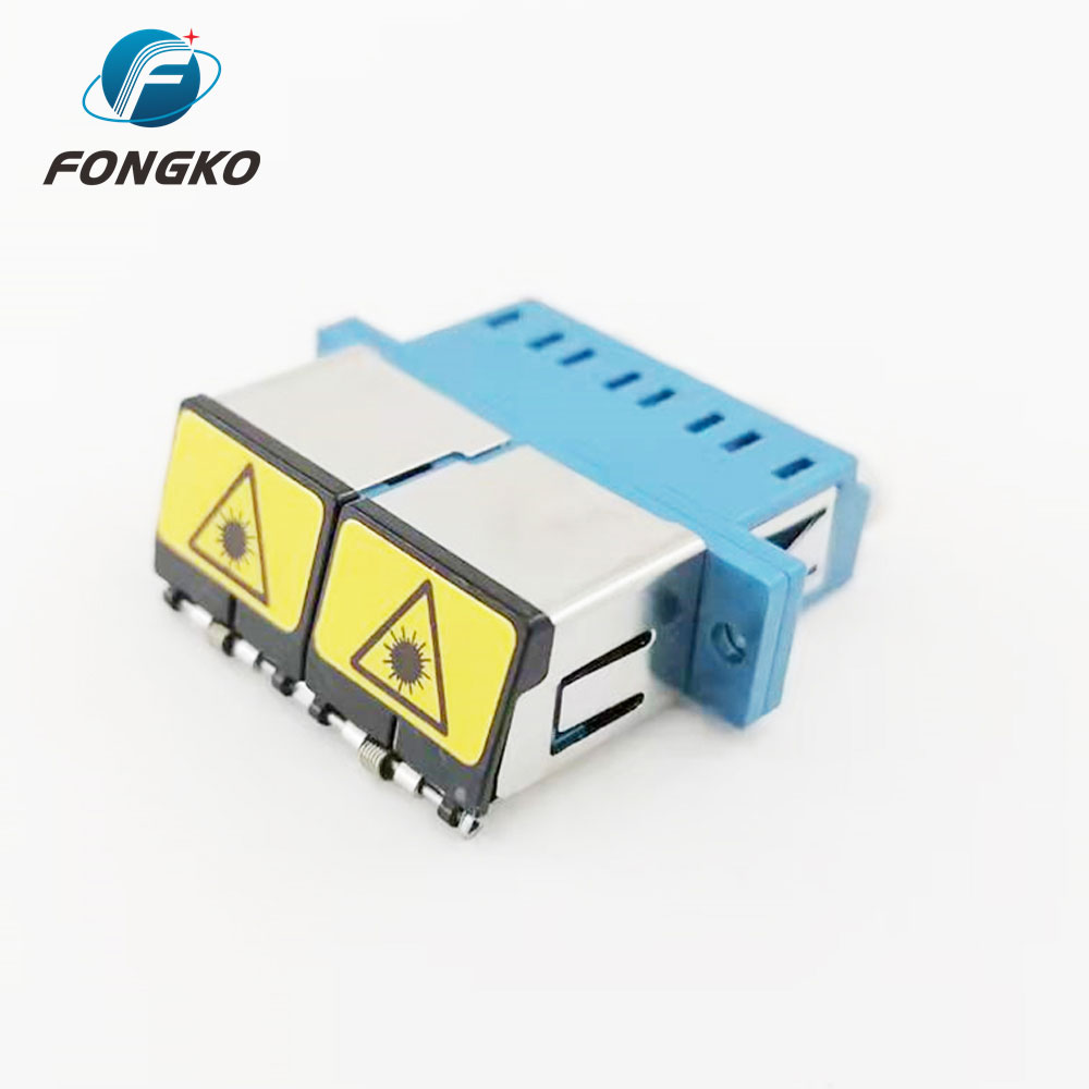 Blue Auto Shutter SC Duplex Adapter DX lC UPC Connector With Flange