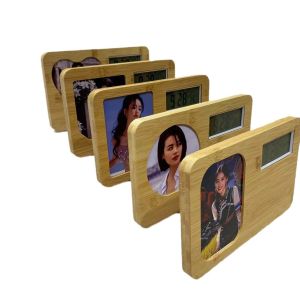 DIY Blank Desktop Sublimation Wooden Photo Frame Digital Clock