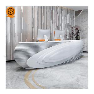 China Artificial Stone Beauty Salon Reception Desk Matte Or Glossy Surface Finish factory