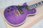 Custom Purple Electric Guitar with Left Handed,Flame Maple Veneer,Gold Hardware