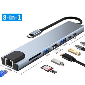 China 3840*2160 30HZ 8 In 1 USB C HUBs For Macbook Pro PD Charge 8 Ports Dock Station 10Gbps on sale