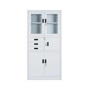 China Glass Door Three Drawers Security Steel Filing Cabinet With Inner Box factory