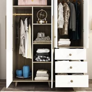 China Exquisite Bedroom Wooden Furniture Wardrobe Storage Closet Melamine Finishing factory