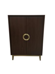 China Brass metal base 5-star American hotel Custom made 2-door walnut tall cabinet Wardrobe,closet ,hospitality casegoods factory