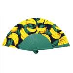 Technique Painted Wood Hand Fan Customized Design for Gift Museum Souvenir White