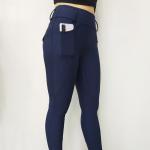 Womens Horse Riding Pants Navy Blue Front Pocket Full Seat Silicone Grip