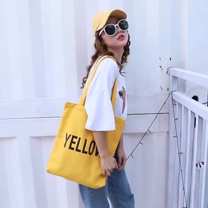 Eco Friendly Reusable Women Canvas Cotton Bag Custom Printed Organic Tote for Grocery