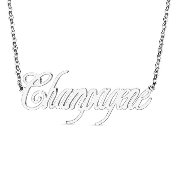 21.7in 2 Gram Custom Silver Necklaces Glossy Girlfriend Gold Plated Name