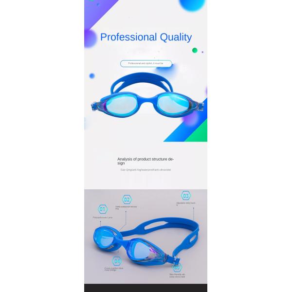 Silicone Material Adult Swimming Goggles with UV Protection and Anti-Fog Adjustable Strap Silicone Material PC Lens