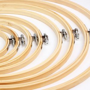 China Wholesale Bamboo Circle Cross Stitch Frame Embroidery Hoops Set on sale