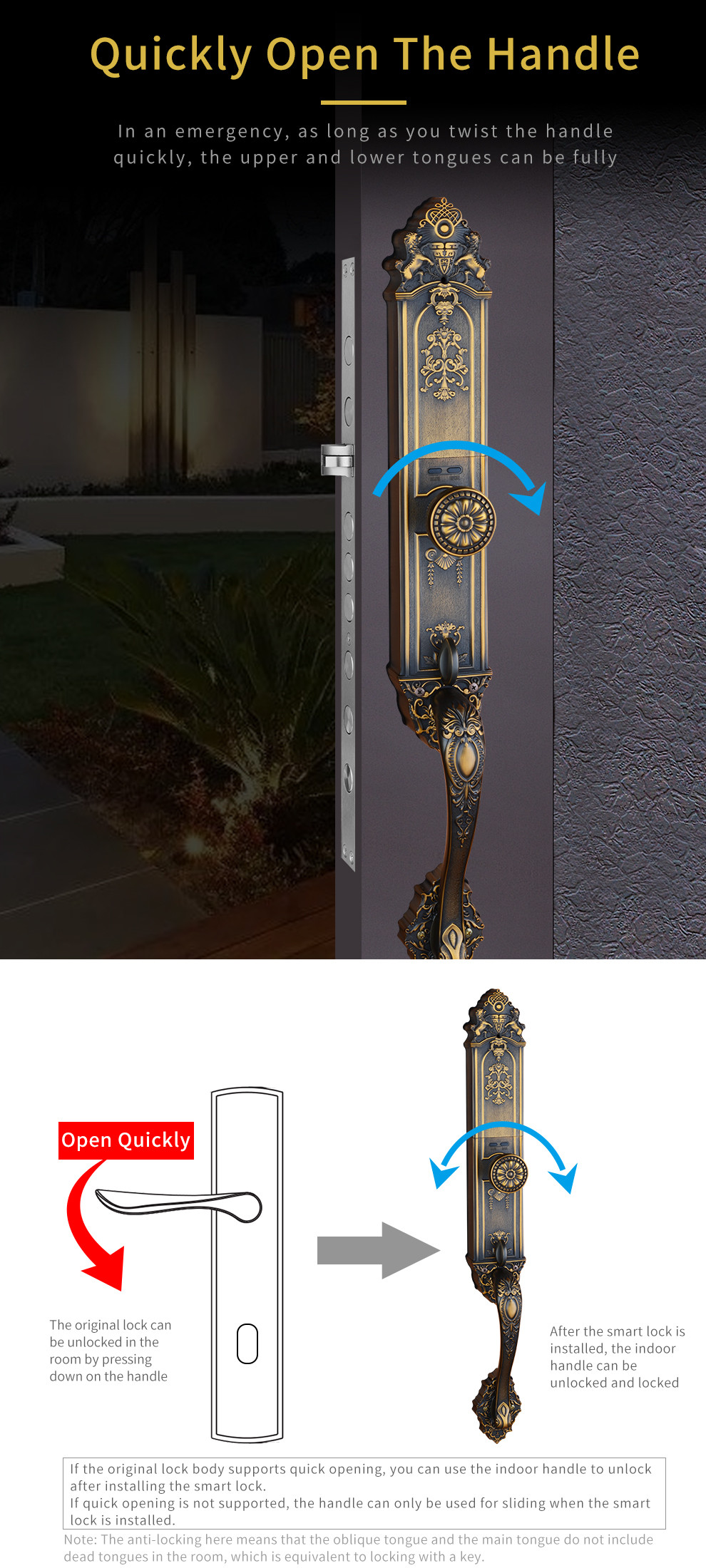 Pure Copper Antique Bronze High Quality Luxury Design Palm Face recognition Fingerprint Smart Door Lock