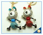 Customized Gold Plated Insect Keyring Blue And Red Ant Rhinestone Crystal Metal