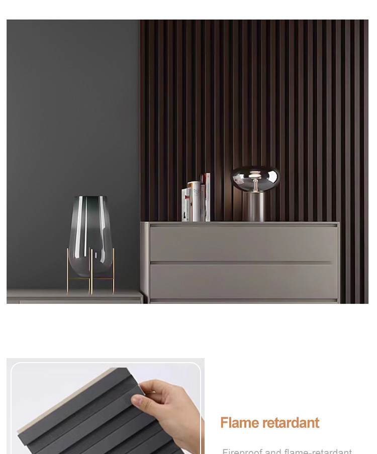 Interior Decorative WPC Wall Panels 3D Solid Wood Grill Panel