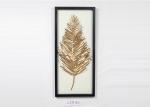 Metal Leaves Design With Black Rectangle Wooden Frame Wall Art Decoration For