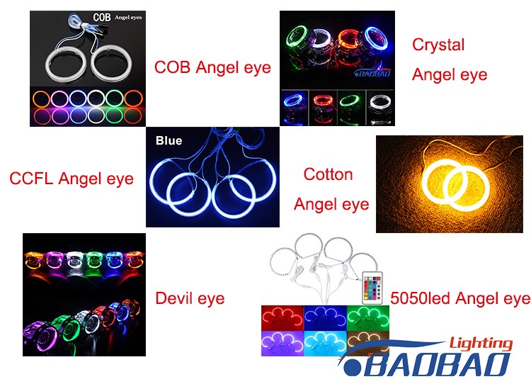 White Yellow Color RGB Angel Eye Ring HID LED Motorcycle Light