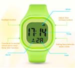 Square Plastic Case LCD Digital Sports Watch With Silicone Band Soft Touch