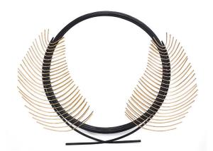 China Round Home Classical Metal Black Gold Leaf Wall Mirror factory
