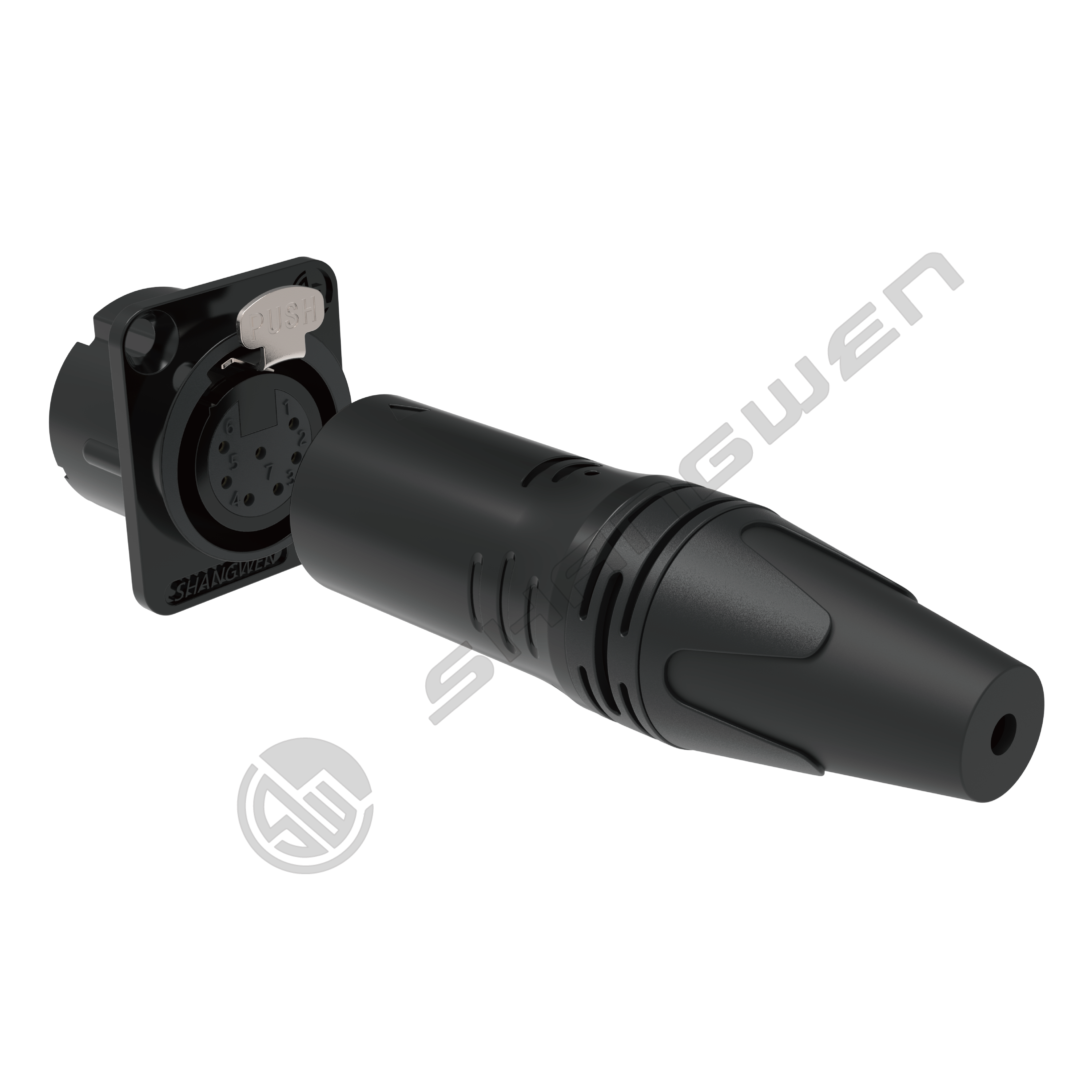 Black 7-Pin XLR Audio Video Connectors 7-Pole Female Male Plug Socket for Indoor IP40 Protection