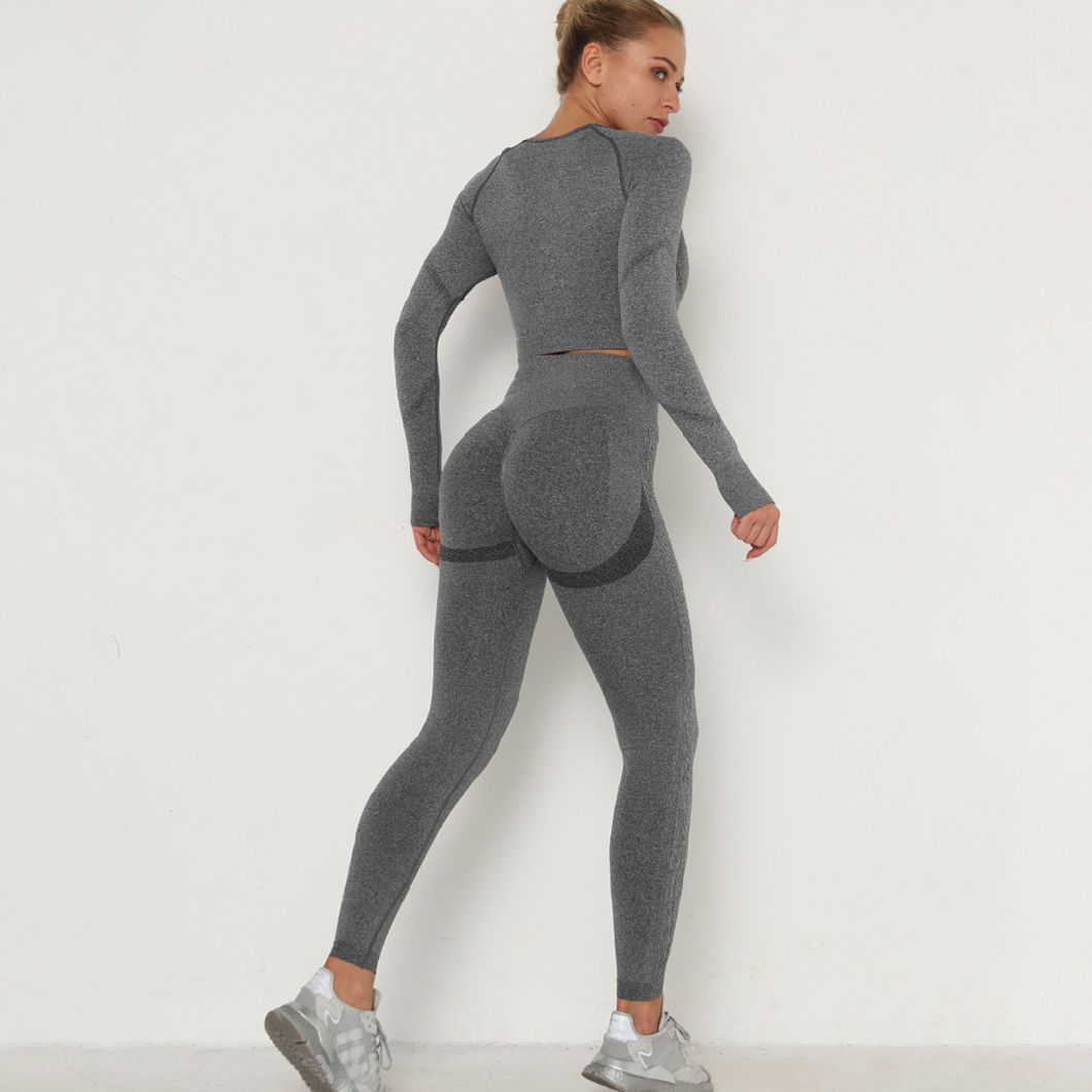 Women&prime;s Seamless Breathable Long Sleeve Yoga Sportswear Sport Suit Clothes Gym Wear Set Fitness Yoga Wear 2023